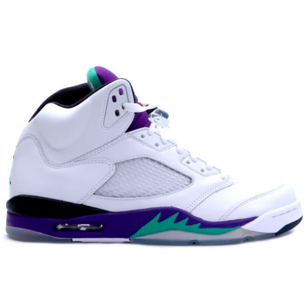 Buy 314259-131 Womens Air Jordan 5 Retro White / Emerald / Grape